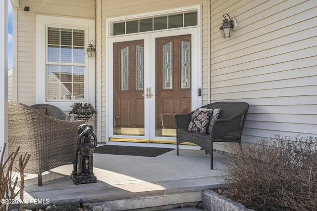 view of exterior entry with french doors