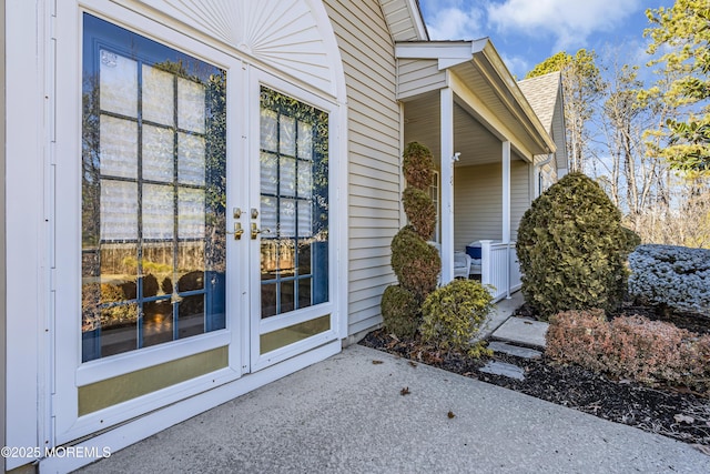 property entrance with french doors