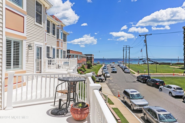 balcony with a water view