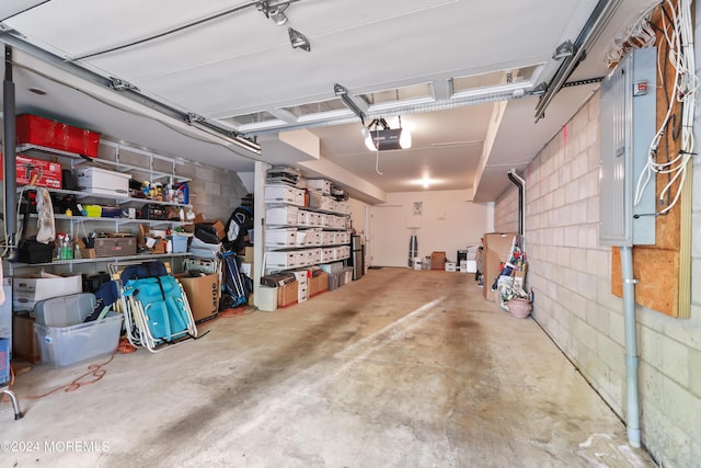 garage with a garage door opener