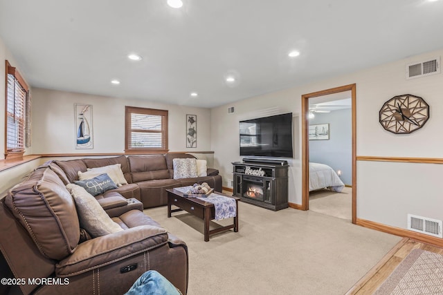 living room featuring light hardwood / wood-style flooring