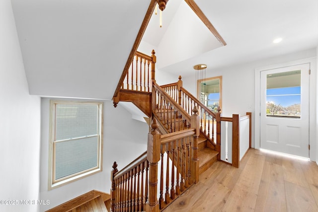 402 Fifth Ave, Asbury Park, NJ 07712 - staircase featuring wood finished floors and recessed lighting