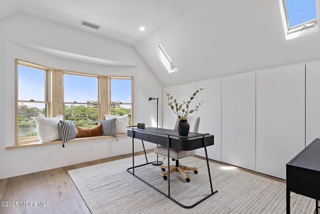 402 Fifth Ave, Asbury Park, NJ 07712 - office space featuring a skylight, vaulted ceiling, wood finished floors, and recessed lighting