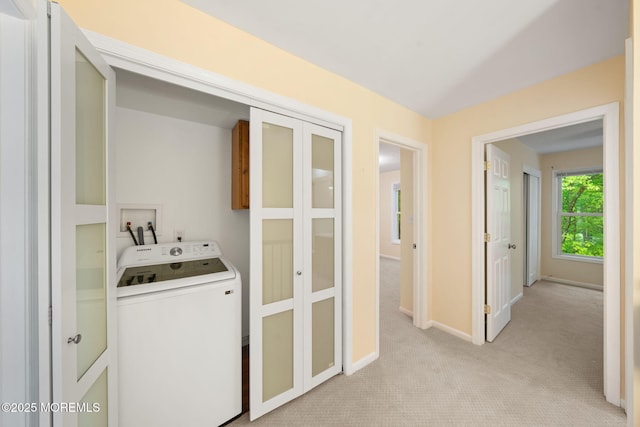 90 Van Liew Ct, East Brunswick, NJ 08816 - laundry room with washer / clothes dryer, light carpet, and cabinet space