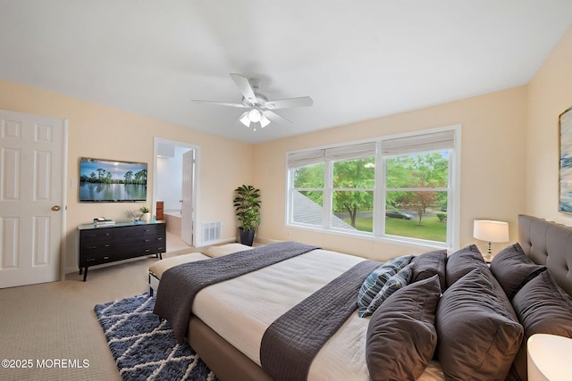 90 Van Liew Ct, East Brunswick, NJ 08816 - bedroom featuring light carpet, ceiling fan, and connected bathroom