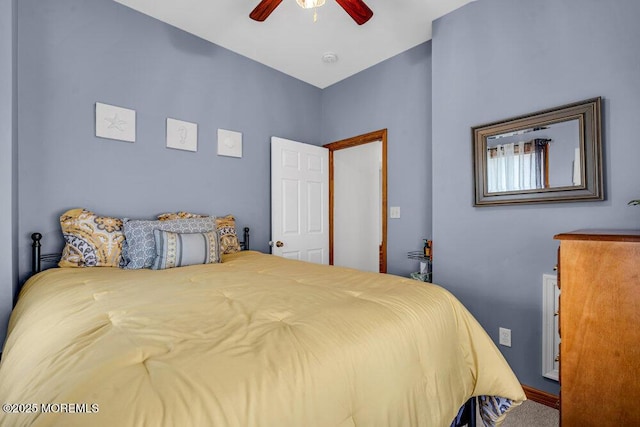 bedroom featuring ceiling fan