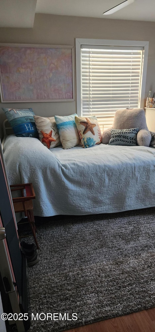 bedroom with hardwood / wood-style floors