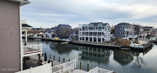 view of water feature featuring a dock