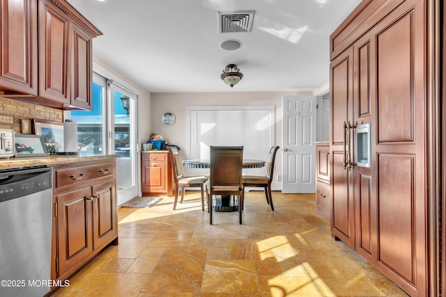 kitchen featuring stainless steel dishwasher and backsplash