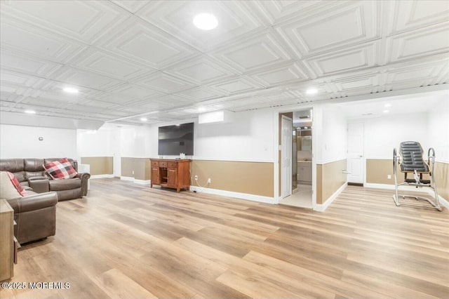 living room featuring light hardwood / wood-style flooring