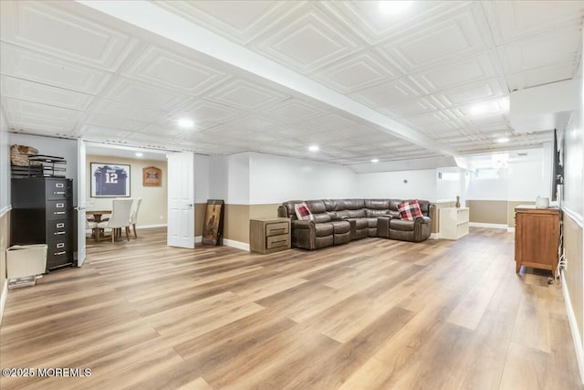 living room featuring light hardwood / wood-style flooring