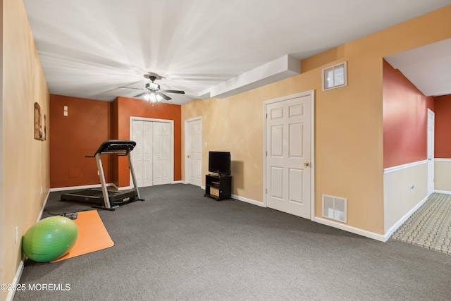 exercise room with carpet floors