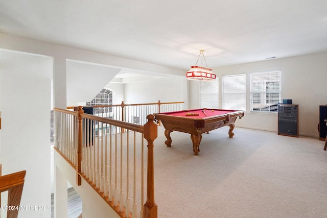 game room featuring carpet and pool table