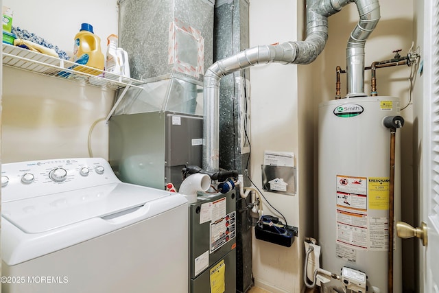 laundry area with washer / clothes dryer and water heater