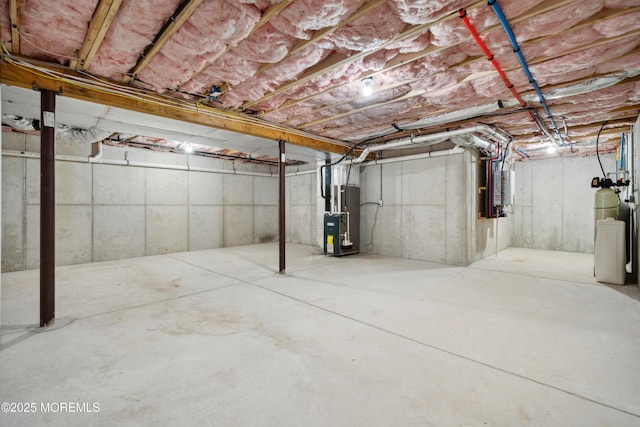 basement with heating unit