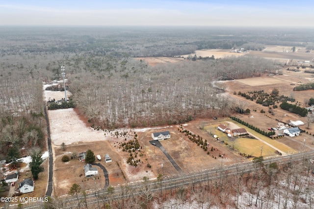 aerial view featuring a rural view