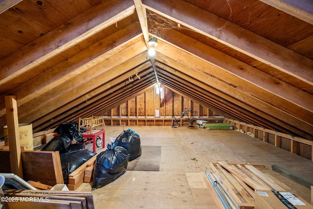 view of unfinished attic