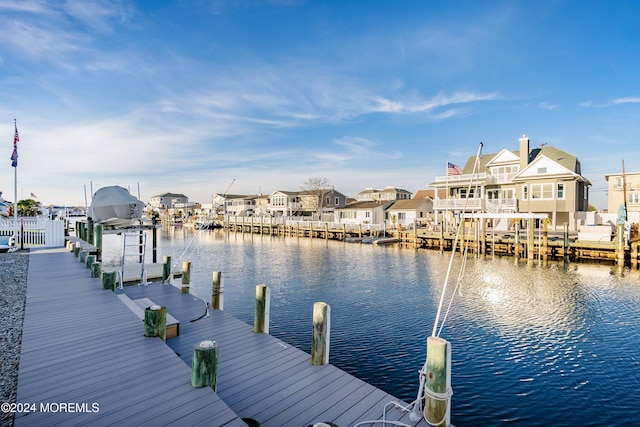 dock area featuring a water view