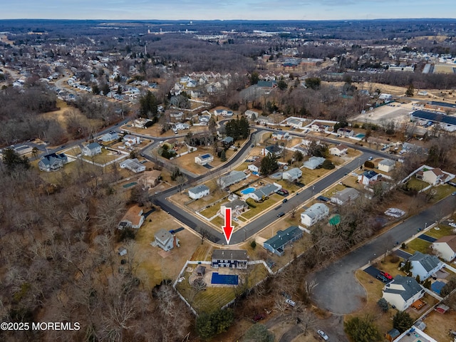 drone / aerial view with a residential view