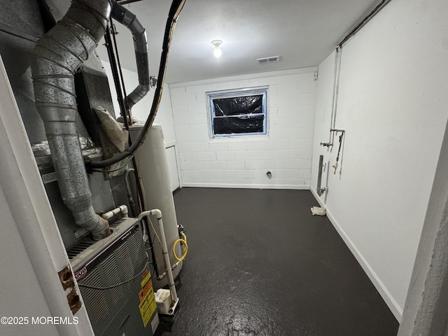 basement featuring gas water heater