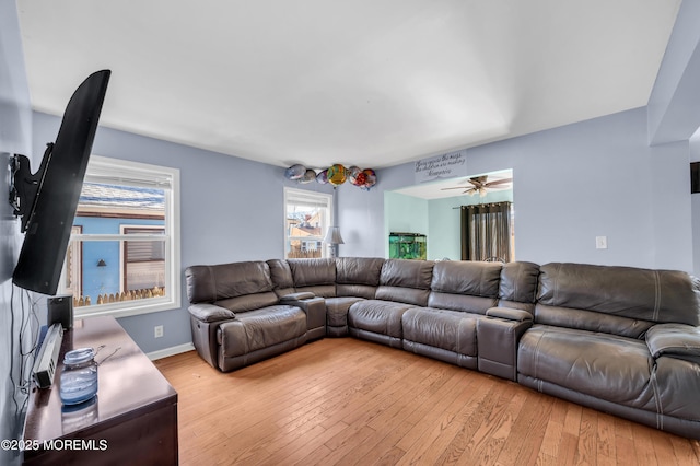 living room featuring light hardwood / wood-style floors