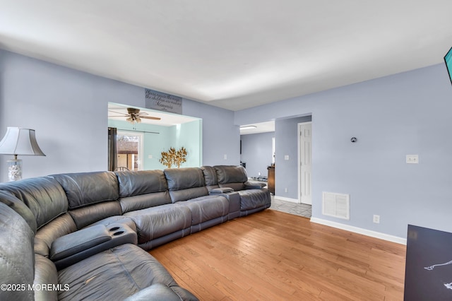 living room featuring light hardwood / wood-style flooring