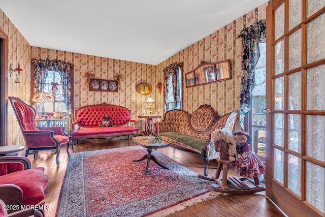 living room with hardwood / wood-style flooring