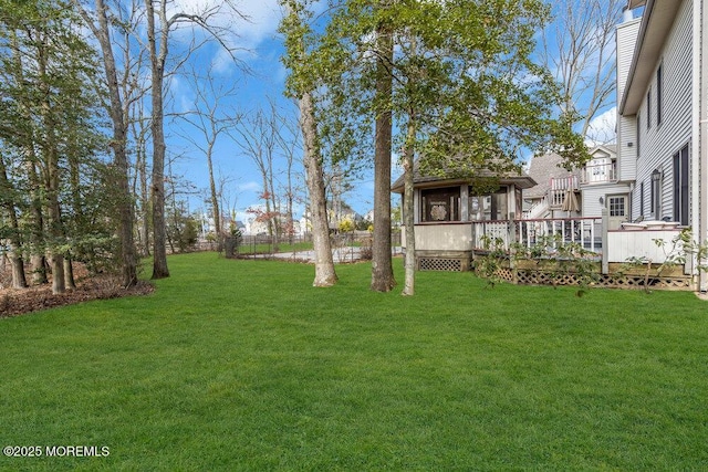 view of yard with a gazebo and a deck