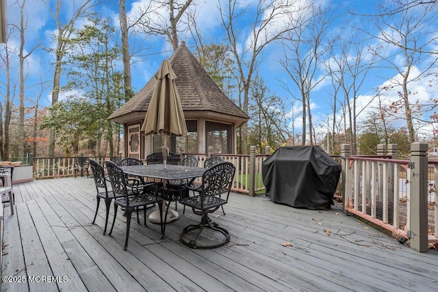 deck featuring grilling area