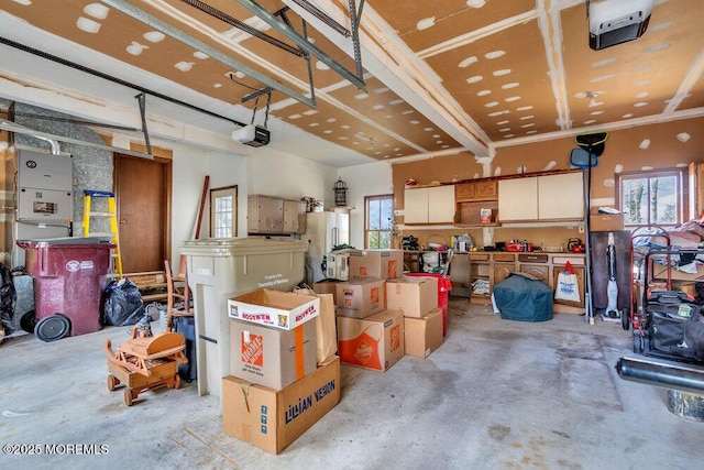 garage with a garage door opener