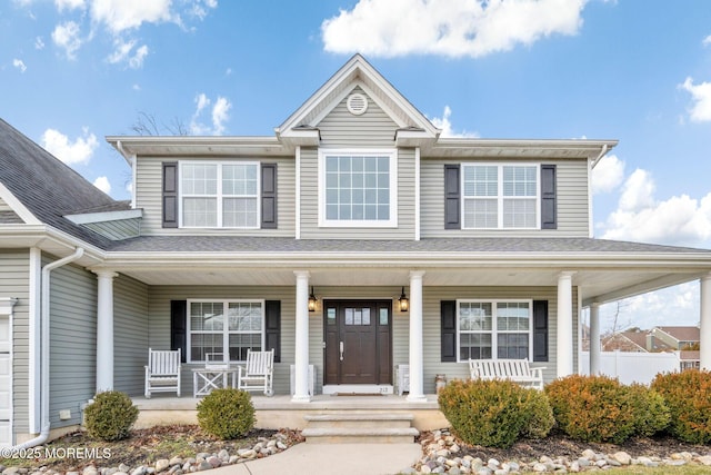 view of front of home featuring covered porch