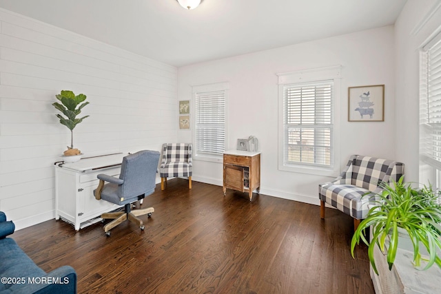 office space featuring dark hardwood / wood-style flooring