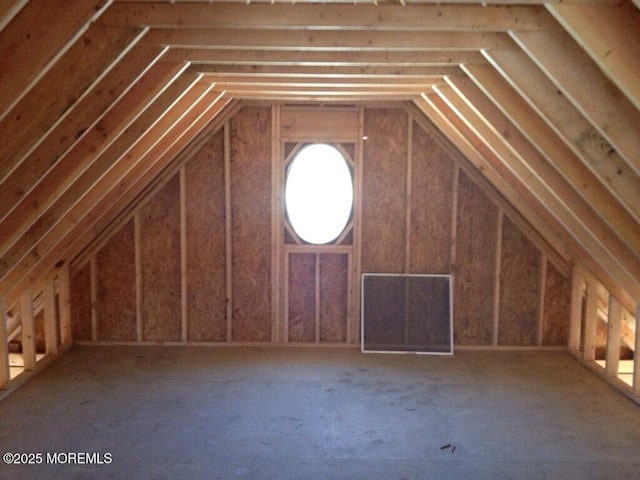 view of unfinished attic