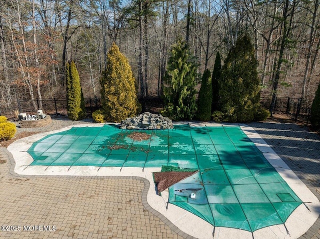 view of swimming pool featuring a patio