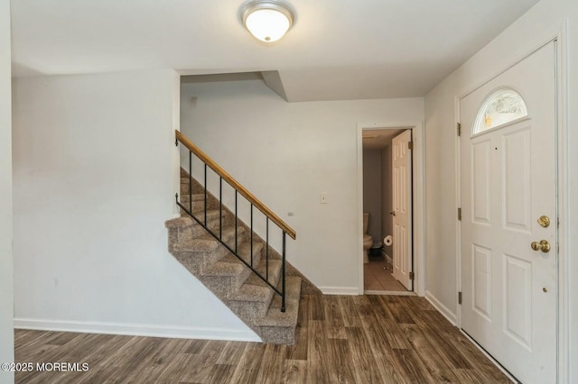 entrance foyer with dark wood-type flooring