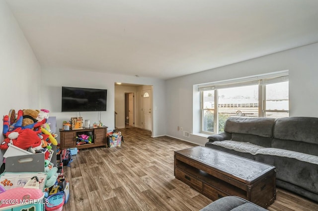 living room featuring hardwood / wood-style flooring