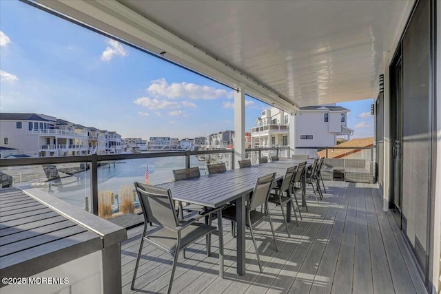 deck with a water view