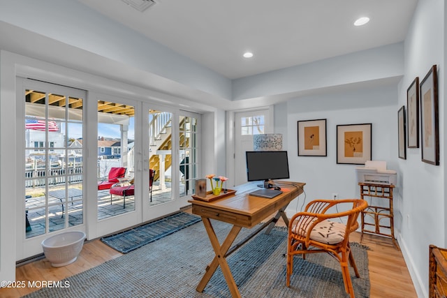 office featuring light hardwood / wood-style flooring