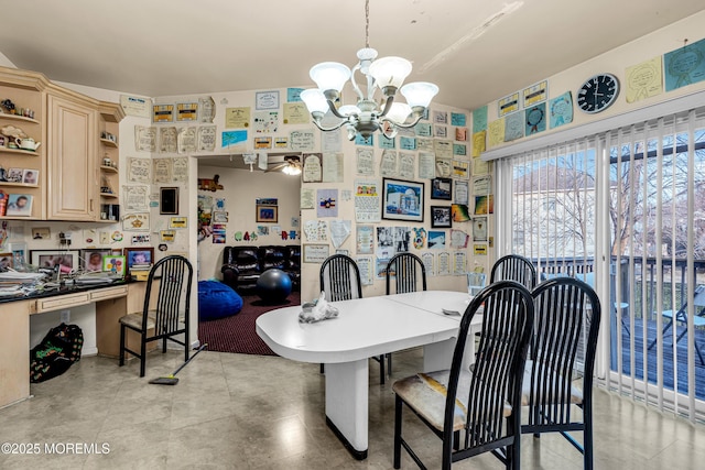 dining room with an inviting chandelier
