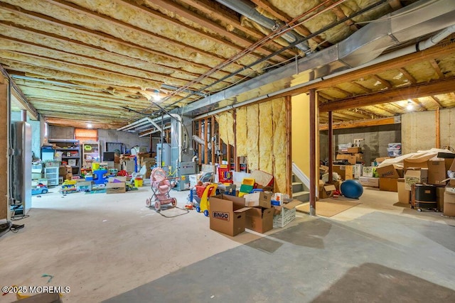 basement with water heater