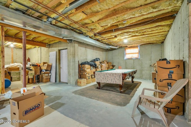 basement featuring pool table