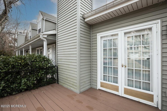 wooden deck with french doors