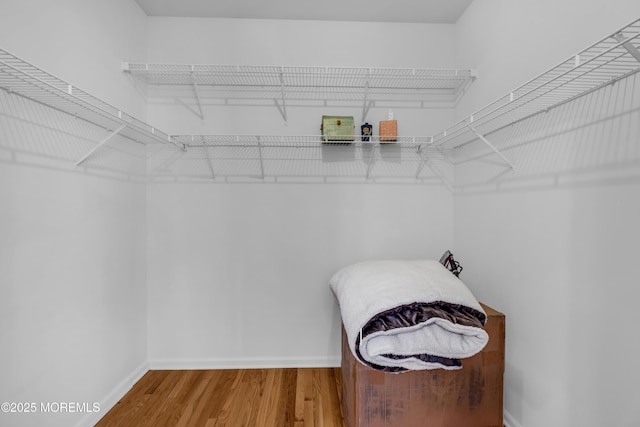 spacious closet with wood finished floors