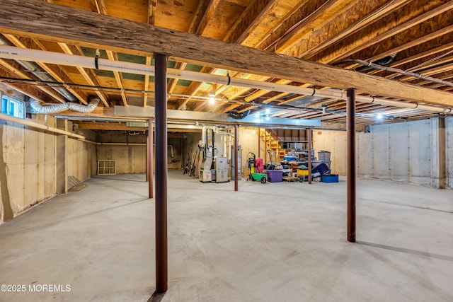 view of unfinished basement