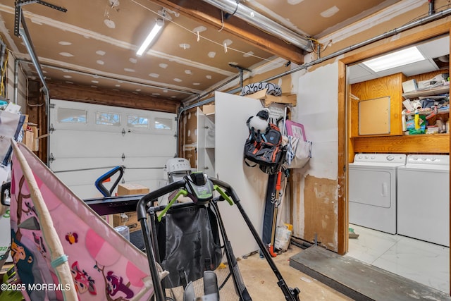 garage with independent washer and dryer