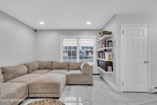 living room featuring baseboard heating