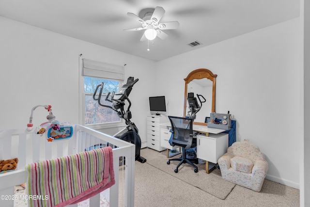 home office featuring ceiling fan