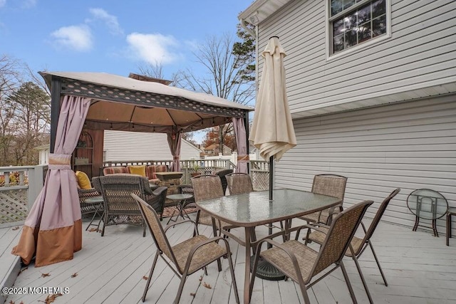 wooden terrace with a gazebo