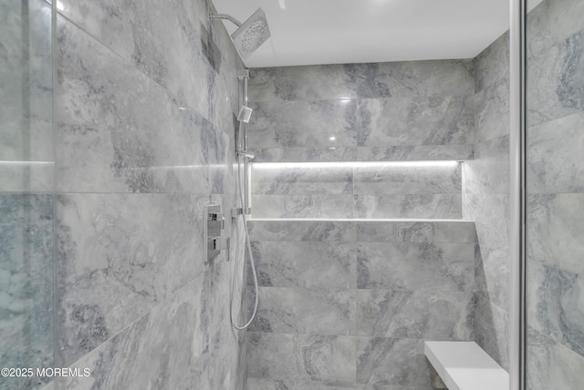 interior details with tiled shower