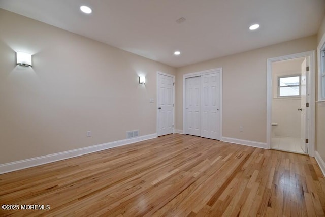 interior space with light hardwood / wood-style floors